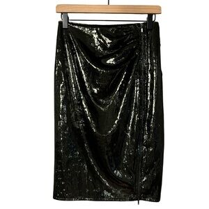 Reiss Womens Ruched Shimmer Skirt Size 2 Holiday Cocktail Party Evening Event